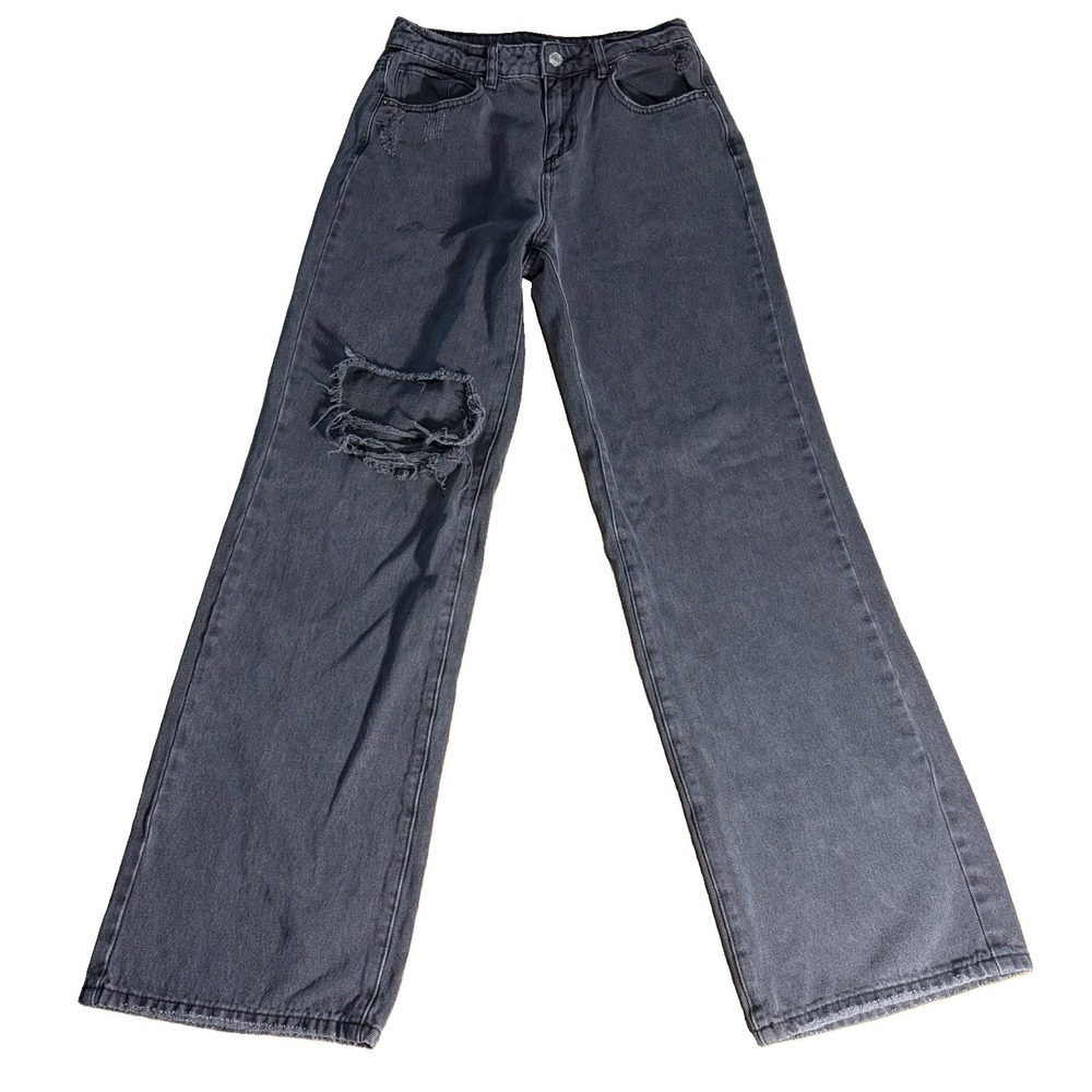 RSQ Jeans Black Distressed Size 26 High Rise Wide Leg